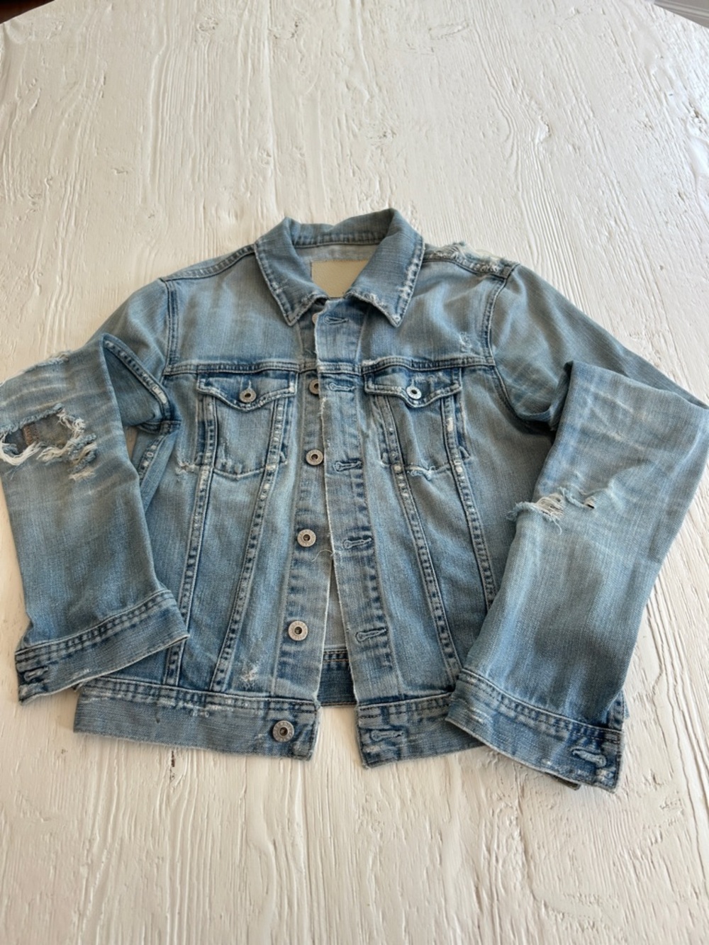 Ag Adriano Goldschmied Kids Light Blue Distressed Denim Jacket